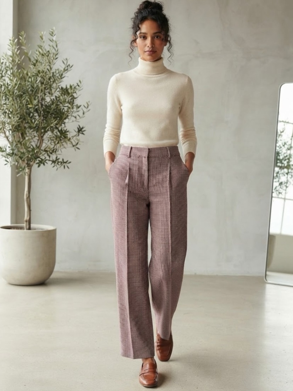 Favorite Daughter Houndstooth Wide Leg Trouser Pants SZ 8